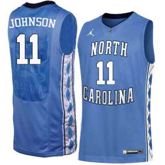 Men North Carolina Tar Heels 11 Brice Johnson College Basketball Jerseys Blue